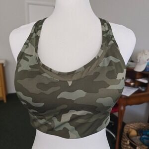 PINK SPORT Camouflage Sports Bra Longline Racerback Tank Top‎ Size L